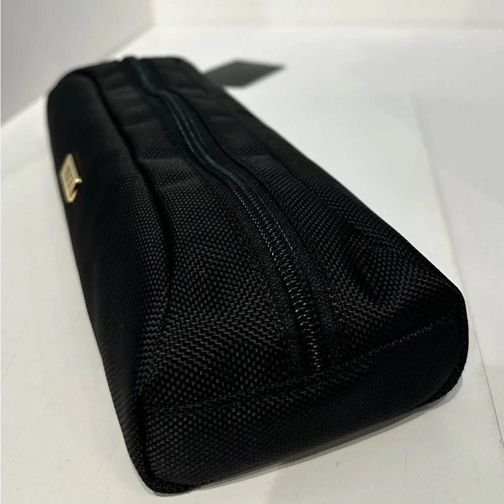 NWT Tumi Travel Accessory Zipper Cord Pouch Bag Black Gold Tone Hardware
